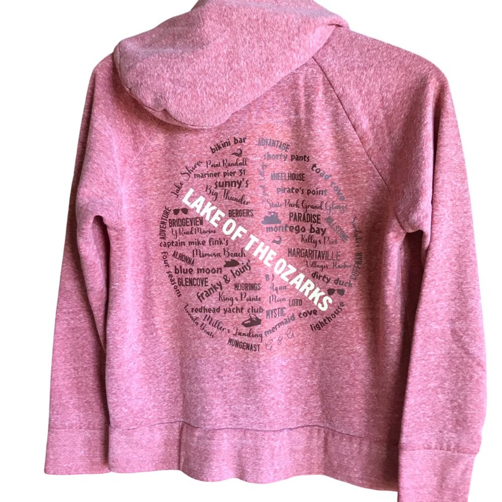 Lake of Ozarks Hoodie Upcycled Zip-Up Sweatshirt Landmarks Marinas Size M 8 - 10